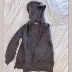 Grey cardigan with hoodie